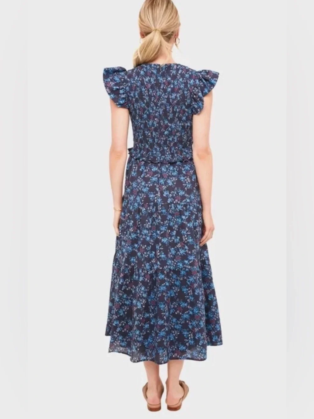 Sea New York Multi Tilly Smocked Tiered Midi Dress - Size 2 EUC!
